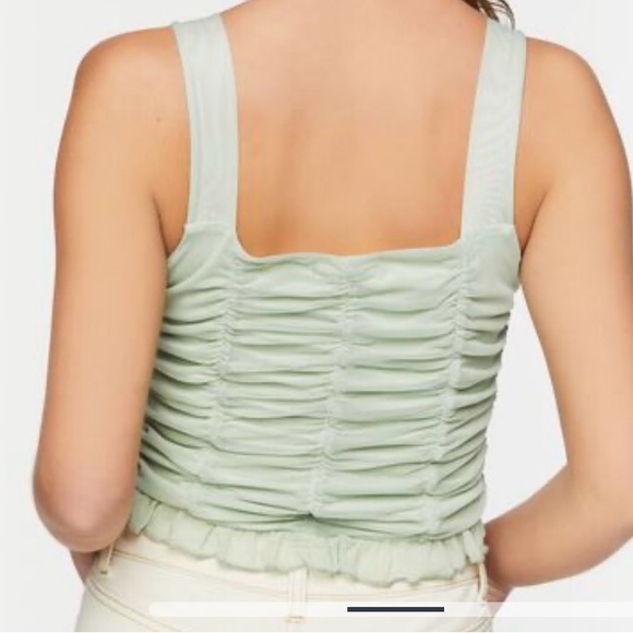 Mint Ruched Ruffle-Trim Tank Top - Picture 2 of 2